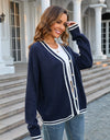 Buttoned V-Neck Long Sleeve Cardigan