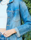 Veveret Button Up Raw Hem Denim Jacket