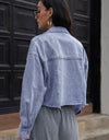 Lapel Collar Long Sleeve Denim Jacket