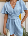 Perfee Tied V-Neck Short Sleeve Romper