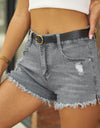 Raw Hem Distressed Denim Shorts