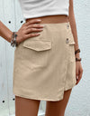 Pocketed High Waist Shorts with Zip