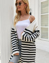 Striped Open Front Longline Cardigan