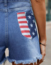 Raw Hem Denim Shorts with Pockets