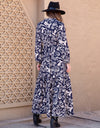 Printed Notched Neck Maxi Dress