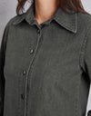 Collared Neck Button Up Denim Top