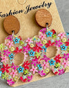 Flower Shape Acrylic Dangle Earrings