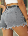 Raw Hem Distressed Denim Shorts