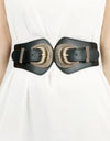 Shell Double Buckle Elastic Wide Belt