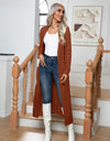 Cable-Knit Open Front Cardigan with Pockets