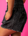 High Waist Raw Hem Denim Shorts