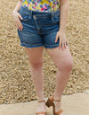 RISEN Maya Full Size Mid Rise Asymmetrical Shorts