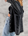 Button Up Pocketed Raw Hem Denim Jacket