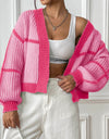 Contrast Open Front Long Sleeve Cardigan