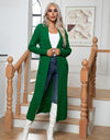 Cable-Knit Open Front Cardigan with Pockets