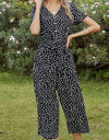 Ivy Lane Printed V-Neck Short Sleeve Jumpsuit