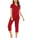 V-Neck Short Sleeve Top and Pants Lounge Set
