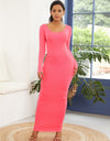 Round Neck Long Sleeve Maxi Wrap Dress