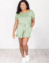 Ruffled Boat Neck Short Sleeve Romper