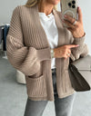 Open Front Dropped Shoulder Cardigan