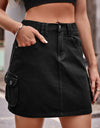 Denim Mini Skirt with Pockets