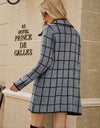 Printed Open Front Lapel Collar Cardigan with Pockets