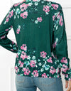 Woven Right Floral Button Front Round Neck Cardigan