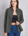 Collared Neck Button Up Denim Top