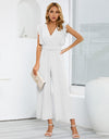 Ruffled Surplice Cap Sleeve Jumpsuit