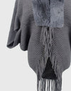 Open Front Fringe Hem Poncho