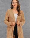 Pocketed Open Front Long Sleeve Cardigan