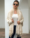 Fringe Open Front Long Sleeve Poncho