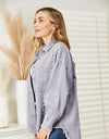 Distressed Raw Hem Denim Jacket