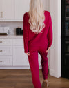 Round Neck Top and Drawstring Pants Lounge Set