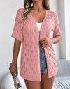Openwork Open Front Short Sleeve Cardigan