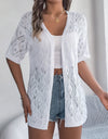 Openwork Open Front Half Sleeve Cardigan