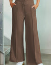 Drawstring Wide Leg Pants with Pockets