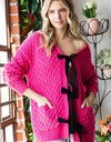 First Love Tie Closure Open Knit Cardigan