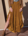 Slit Ruffled Wide Leg Pants