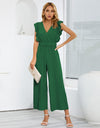 Ruffled Surplice Cap Sleeve Jumpsuit