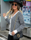 Striped V-Neck Dropped Shoulder Button-Up Cardigan