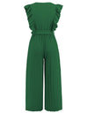 Ruffled Surplice Cap Sleeve Jumpsuit