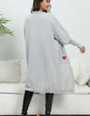 Lantern Sleeve Open Front Pocketed Cardigan