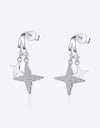 Moissanite Star Rhodium-Plated Drop Earrings