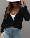 Rib-Knit Plunge Raglan Sleeve Cardigan