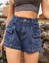 High Waist Denim Shorts with Pockets