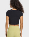 Round Neck Short Sleeve Cropped Sports T-Shirt