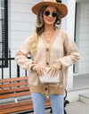Striped V-Neck Dropped Shoulder Button-Up Cardigan