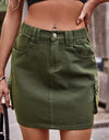 Denim Mini Skirt with Pockets