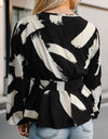 Printed Tie Front Lace Detail Cardigan